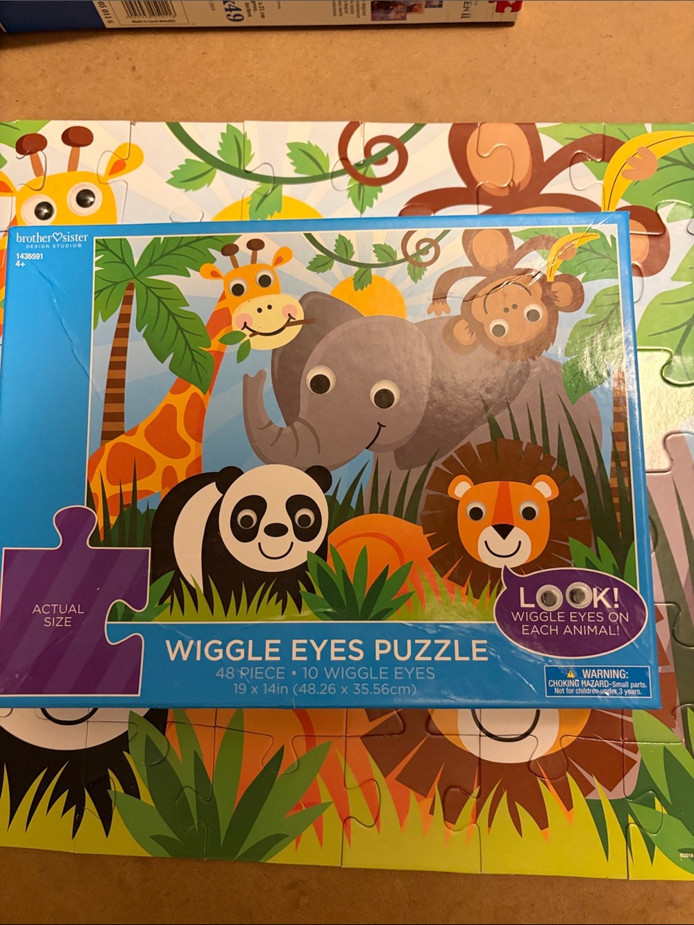 🧩 48 piece Wiggle Eyes Jungle Animals puzzle. Kids will love it! Complete